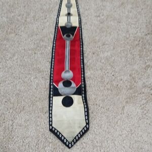 DiMaggio Silk Geometric Red and Black Tie- Imperfect